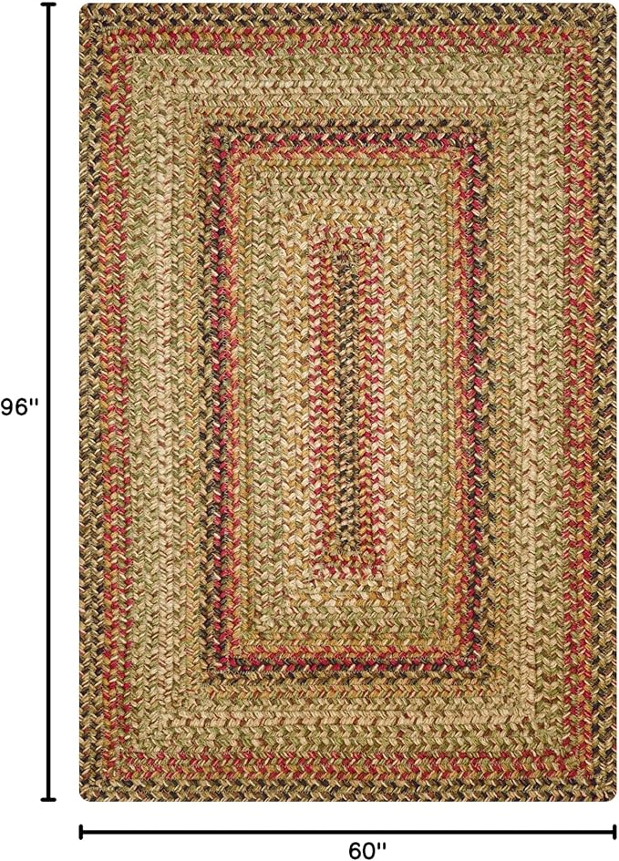 Homespice Kingston Jute Braided Area Rugs 5x8' – Multi Color Braided Rugs for Dining Room and Bedroom for Country Decor
