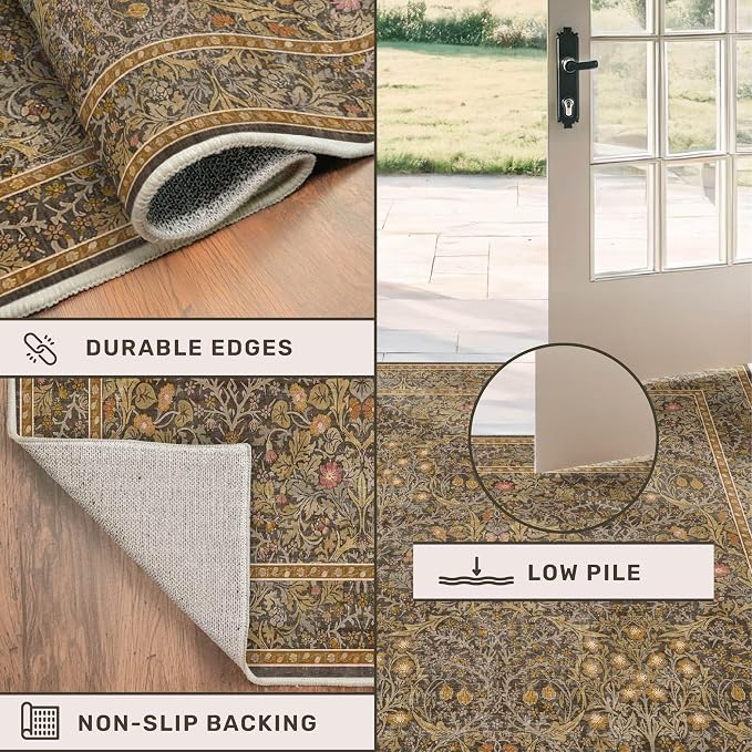 Vintage Brown 3x6 Area Rugs for Large Entryway, Bedroom Beside Rug, Laundry Room - Image 5