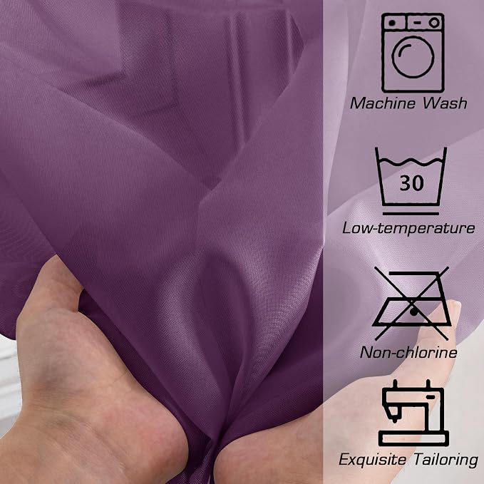 OWENIE Plum Sheer Curtains, Sheer Curtains 78 Inches Long 2 Panels Set - Image 3