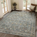 5X7 Area Rugs Machine Washable Rugs for Living Room, Vintage Boho Large Rugs for Bedroom Dining Room, Non Slip Indoor Soft Distressed Lightweight Thin Low Pile Carpet, Terracotta