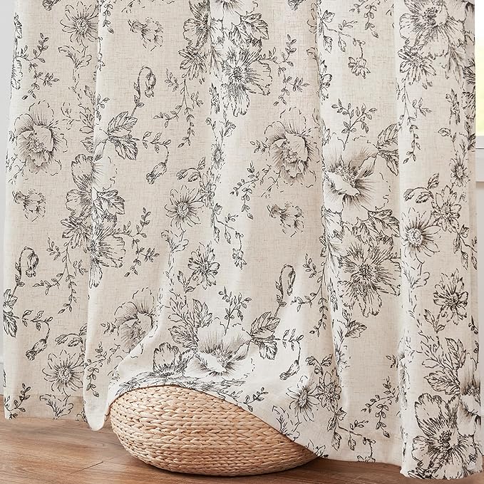 jinchan Pinch Pleated Curtains Floral Linen Blend Curtains - Image 4