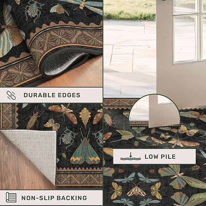 2x7 Black Non Slip Entryway Runner Rug, Boho Washable Runner - Image 5