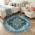 RELEANY Area Rugs 5ft Washable Non-Slip, Floral Vintage Distress Print Pattern by RELEANY