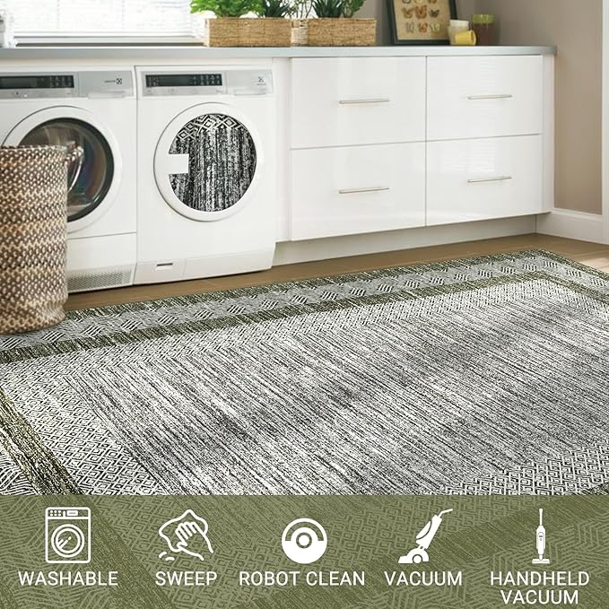 GarveeHome 10x13 Large Washable Geometric Area Rug Non Slip Non Shedding Floor - Image 6