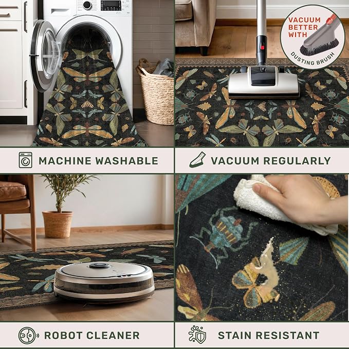 Insect Print Washable 4x6 Entryway Rug - Image 4