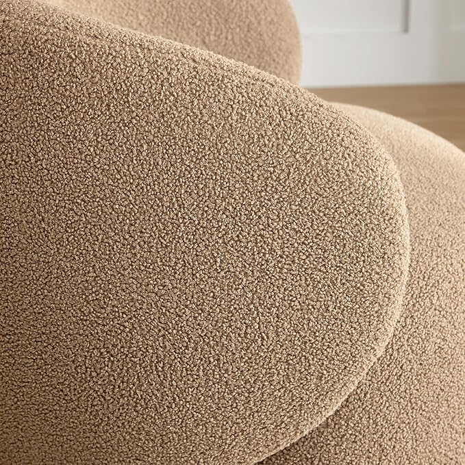 Swivel Accent Chair Round Barrel Armchair Upholstered Performance Fabric for Living Room Bedroom Waitingroom,1 Box,Sand