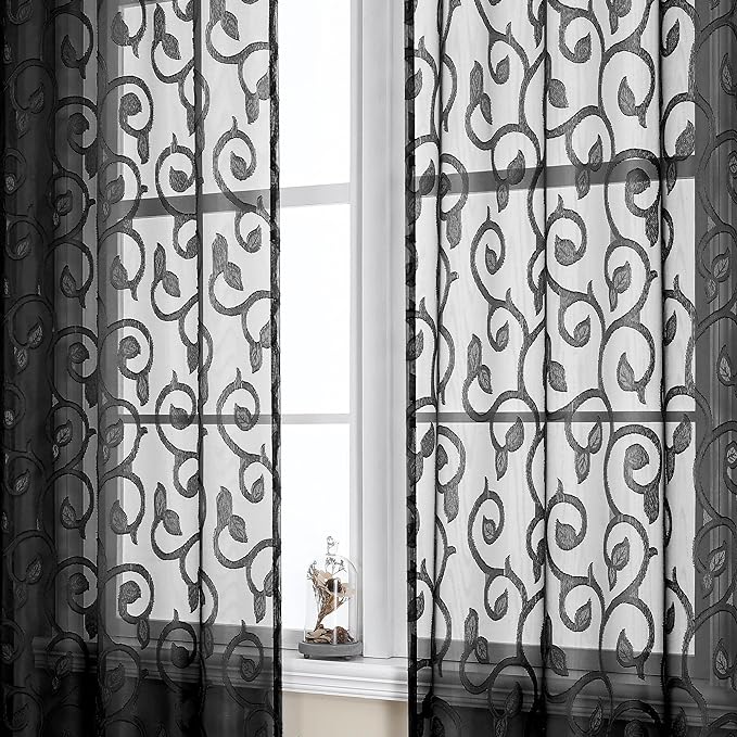 OWENIE Furman Black Sheer Curtains by OWENIE
