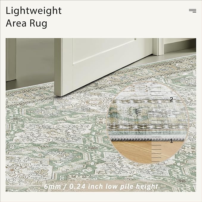 10x14 Area Rugs for Living Room, Non Slip Machine Washable Vintage Rugs - Image 7