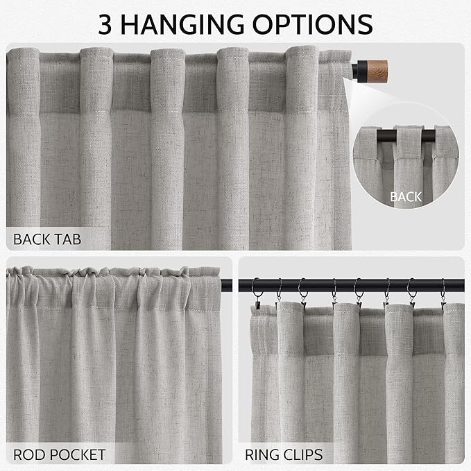 Nanspring Light Gray Linen Curtains - Image 2