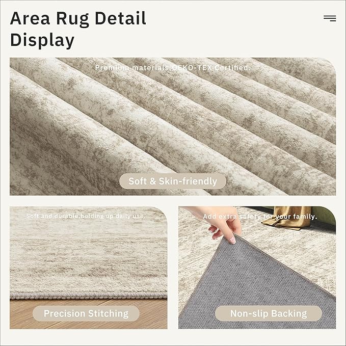 6x9 Area Rug for Living Room Washable 6x9 Rug Non-Slip Modern Rugs for Bedroom - Image 6