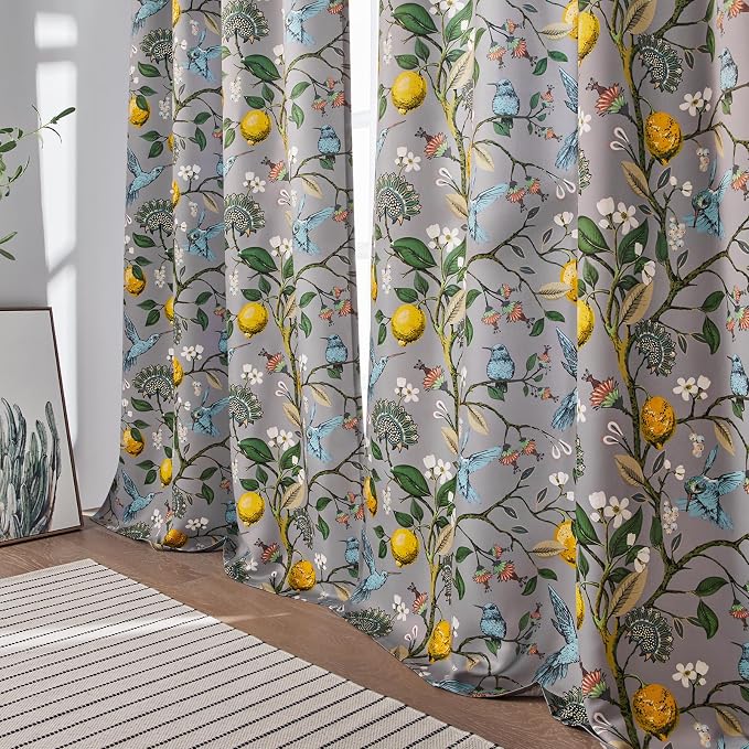Topfinel Kitchen Curtains 45 Inch Length Gray Vintage Blackout Curtains - Image 8
