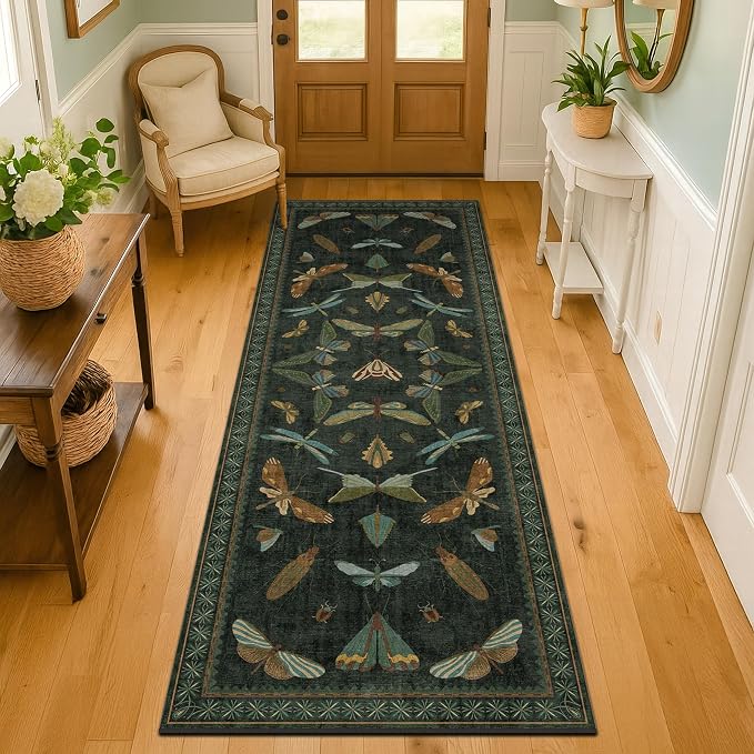 Hazo Haus Insect 2x7 Stain Resistant Kitchen Runner Rugs, Vintage Bathroon Rug - Image 3