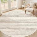 Nakagishi Round Rug Boho Area Rugs: 4x4 Washable Large Circle Neutral Soft by NakagishiAreaRug