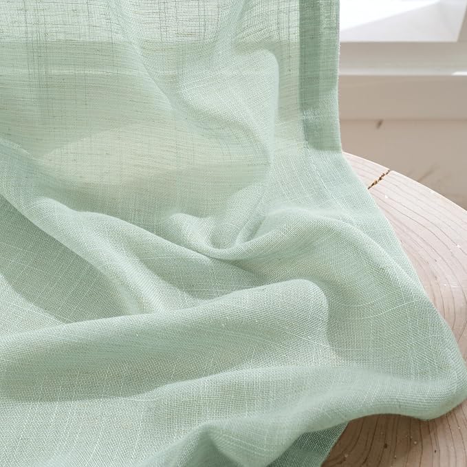 BGment Sage Green Linen Curtains 54 Inch Length - Image 7