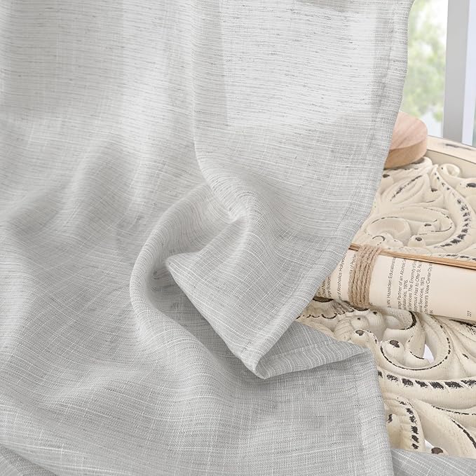 BGment Light Grey Linen Curtains 45 Inch Length - Image 7