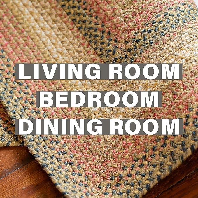 Russet Multi Color Oval Braided Rug, 6x9' - Handmade with Jute, Warm Country Decor, Perfect for Living Rooms and Dining Rooms - Pet Friendly and Easy to Clean