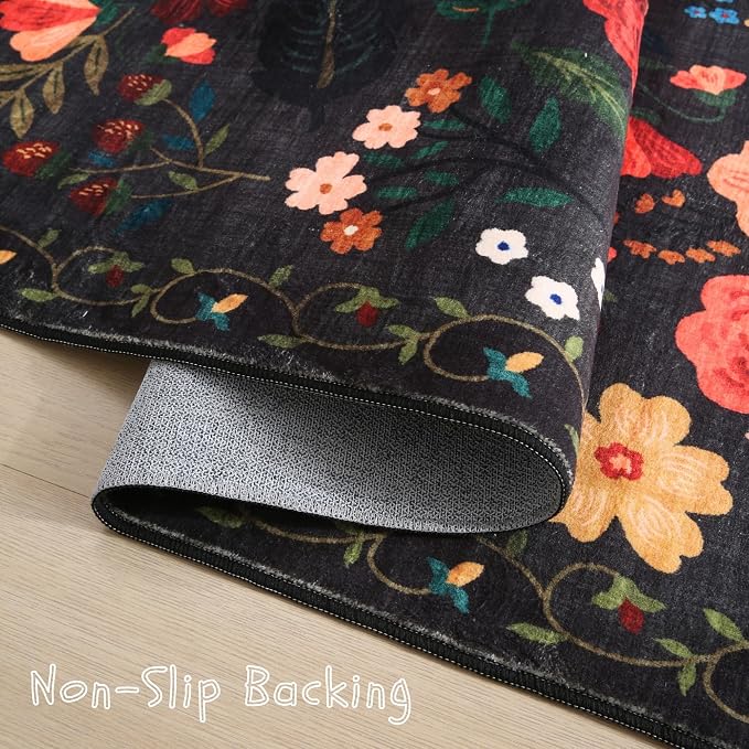 Rugcomf Living Room Rug 6x9 Rug Machine Washable Boho Area Rug Non Slip Floral - Image 3