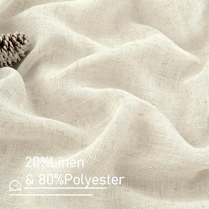 LAMIT 108 inch Linen Curtains for Living Room, Back Tab and Rod Pocket Cream - Image 3