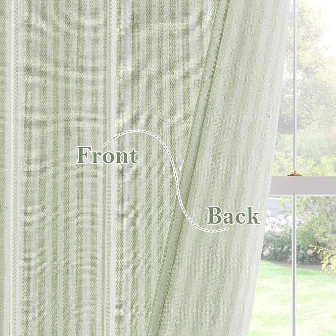 RYB HOME Sage Green Linen Kitchen Cafe Curtains 24 inch Length, Farmhouse - Image 7