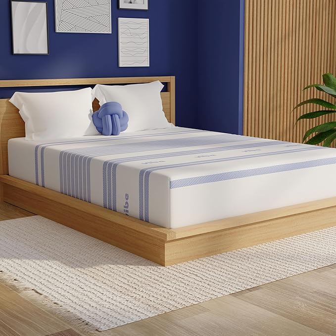 Vibe Gel Memory Foam Mattress, Fiberglass Free 10-Inch CertiPUR-US Certified Bed-in-a-Box, Full, White