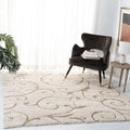 SAFAVIEH Florida Shag Collection Area Rug - 3'3" Square, Cream & Beige, Scroll Design, Non-Shedding & Easy Care, 1.2-inch Thick Ideal for High Traffic Areas in Living Room, Bedroom (SG455-1113)