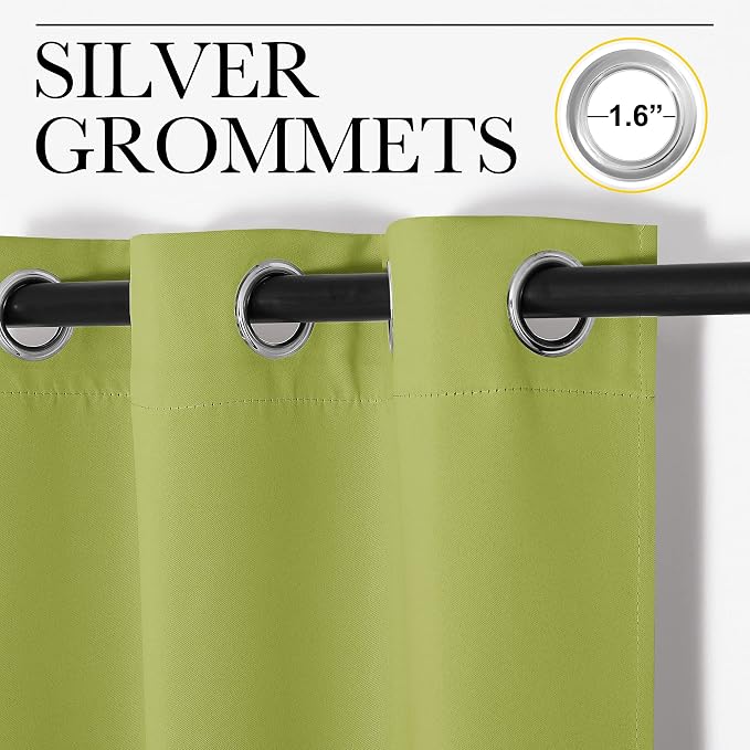 NICETOWN Fresh Green Blackout Curtains 102 inches Length - Image 2