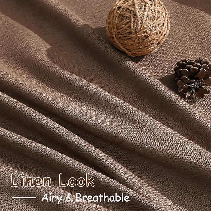 Caramel Brown Linen Curtains for Living Room Extra Long 112 Inches Long Back - Image 4