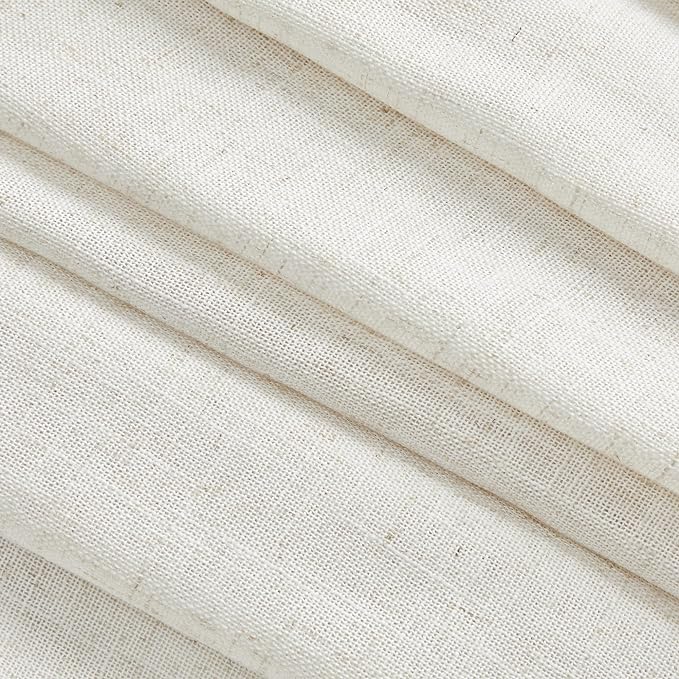 MYSKY HOME Linen Curtains for Sliding Glass Door, Back Tab Semi Sheer Curtain - Image 6