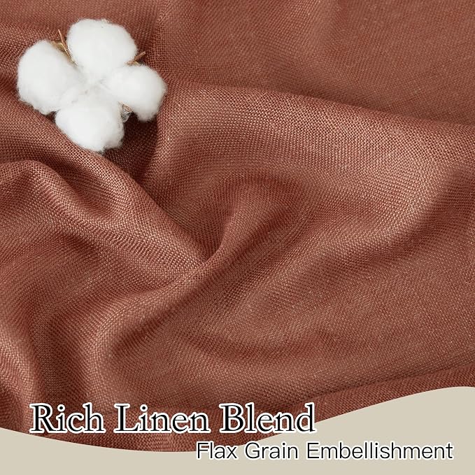 RYB HOME Semi Sheer Linen Blend Curtains 63 inch Length, Light Filtering Semi - Image 3