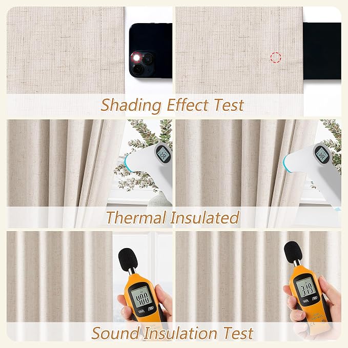 Guken 100% Blackout Linen Curtains 78 Inch Length 2 Panels Set - Image 5
