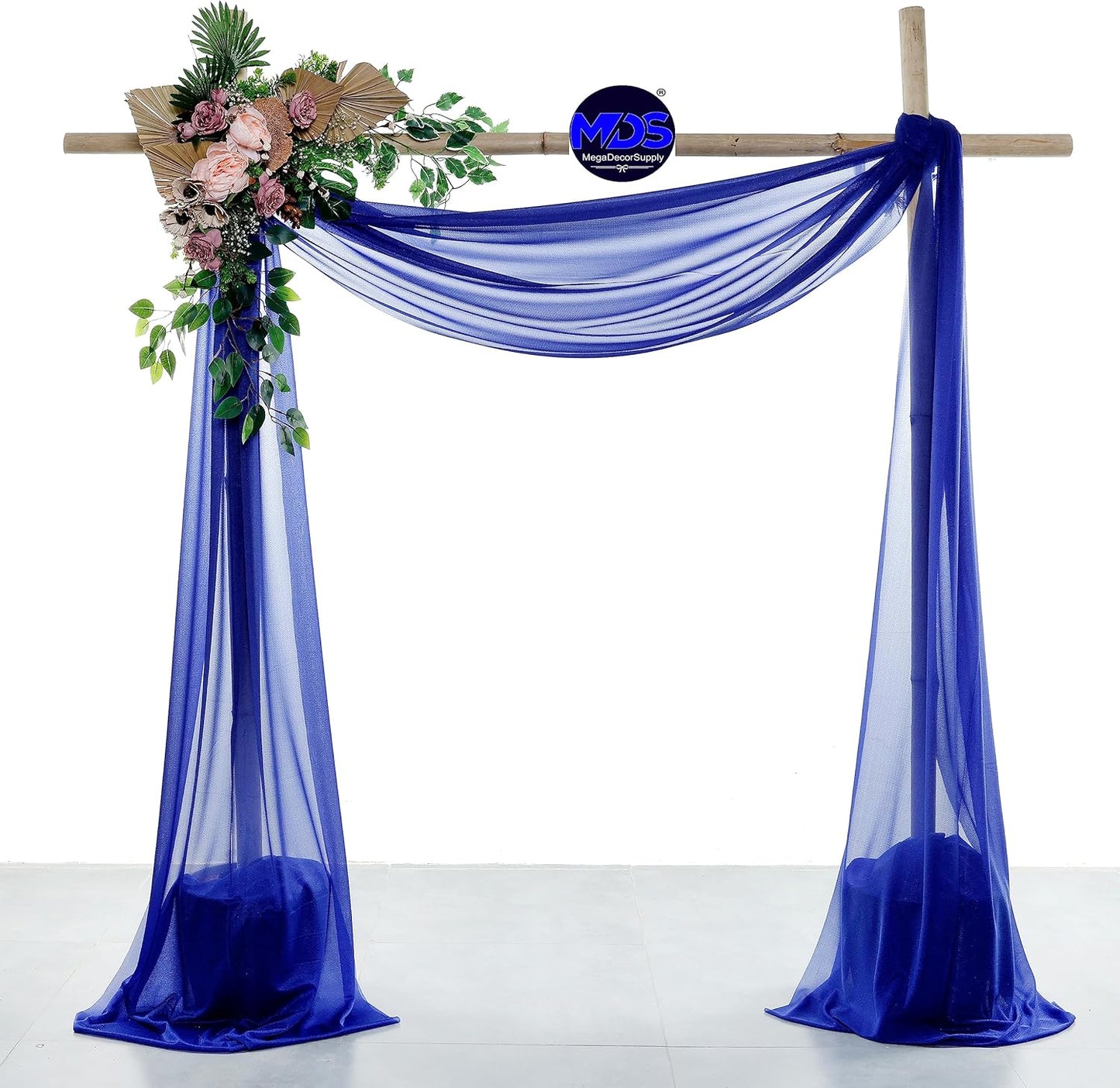 MDS Halloween Chiffon Draping Fabric - 2 Panel, 30" Wide x 100ft Long - Sheer Spooky Arbor & Canopy Drapery for Haunted House Backdrops, Party Ceilings, DIY Costumes & Themed Events - Royal Blue