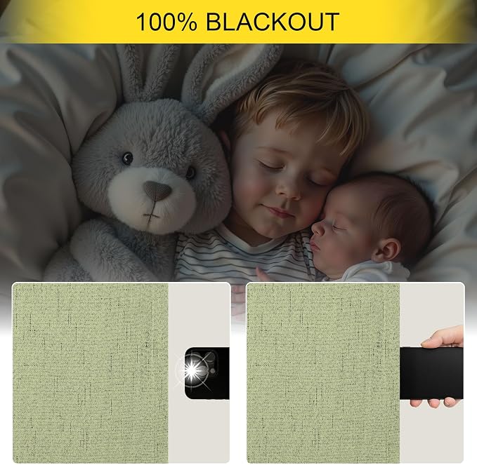 Light Sage Green Short Blackout Curtains - Image 3