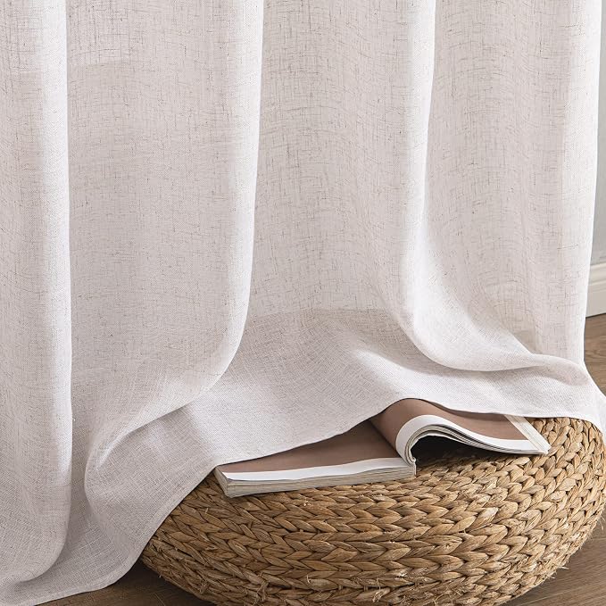 MIULEE White Linen Curtains 54 Inch Length 2 Panels - Image 7