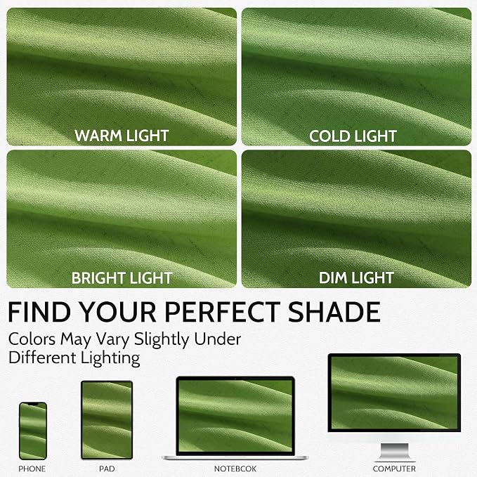 Nanspring Lime Green Linen Blend Light Filtering Back Tab Curtains 96 Inches - Image 4