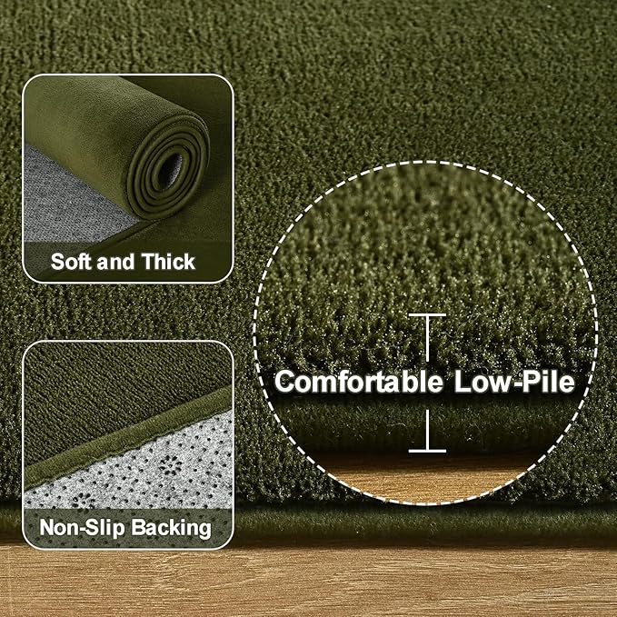 Amearea Modern Area Rugs for Bedroom Living Room, 4x6 Feet Olive Green - Image 4