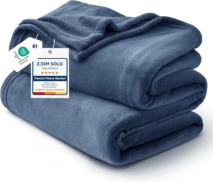 Bedsure GentleSoft Fleece Blankets King Size Mineral Blue by BEDSURE