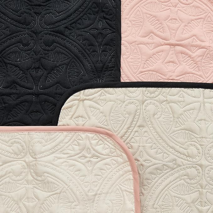 Great Bay Home Reversible Chair Cover - Washable Slipcover Furniture Protector with Elastic Straps - Chair Cover for Dogs, Kids, and Pets - Quilted & Stitched Detail (Chair, Dusty Rose/Taupe)