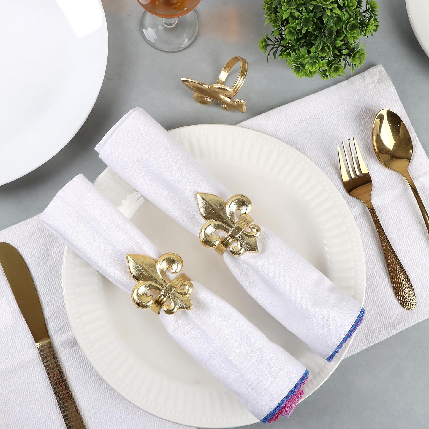 Gold Napkin Rings - Set of 12 | Elegant Metal Serviette Holders for Cloth Napkins | Durable & Reusable Table Decor for Dining, Weddings, Parties, Holidays & Special Events - ALPHA Living HOME