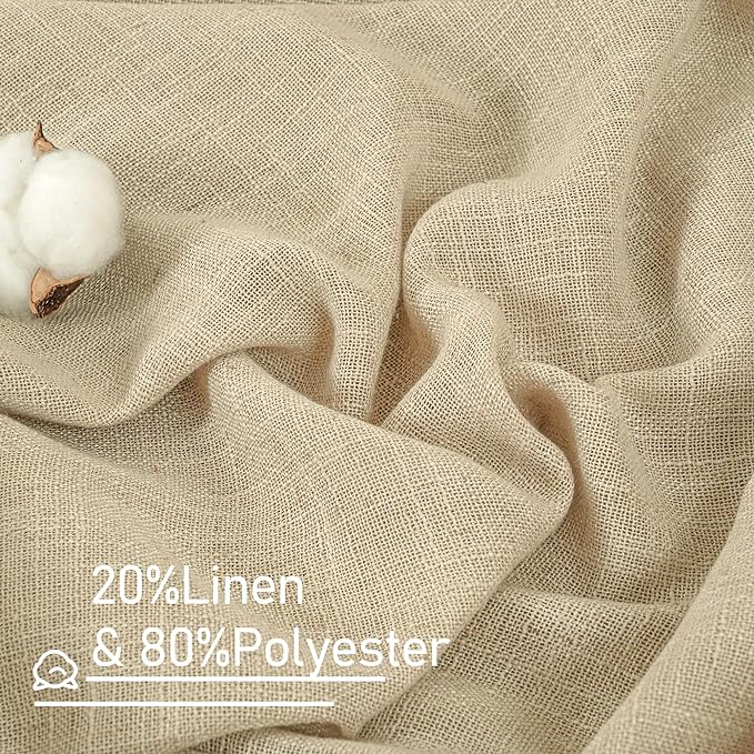 LAMIT Linen Kitchen Curtains 30 Inch Length, Semi Sheer Light Filtering Window - Image 2