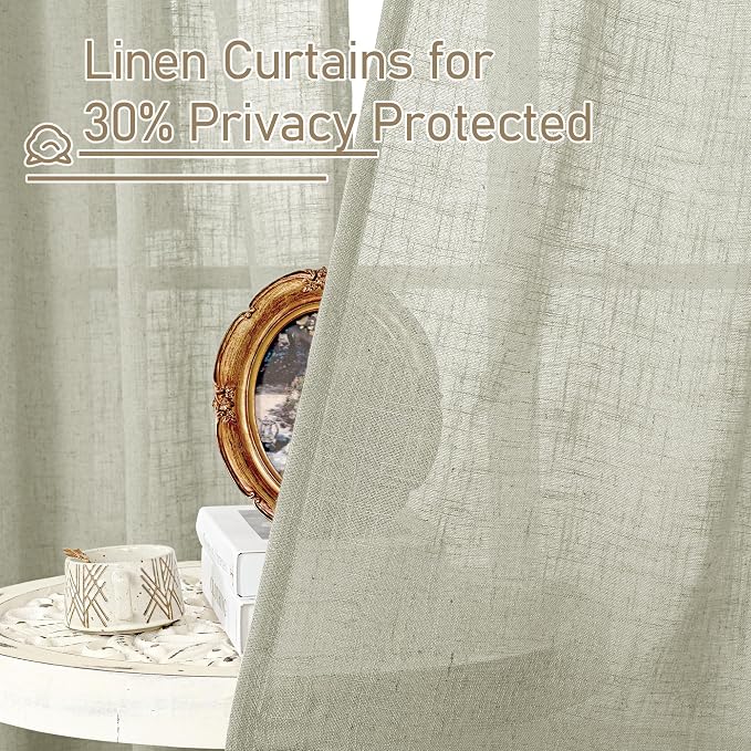 LAMIT Sage Grey 72 inch Linen Curtains - Image 5