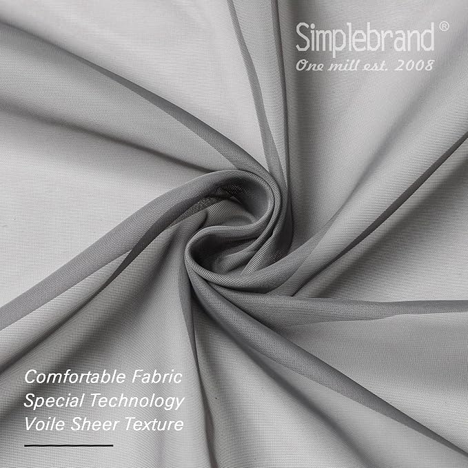 Simplebrand Grey Sheer Curtains 84 Inches Long, Light Filtering Rod Pocket - Image 7