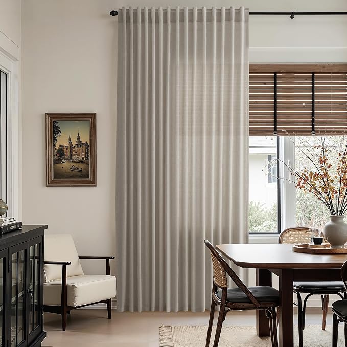 Nanspring Grey Beige Linen Curtains 84 Inches Long - Image 6