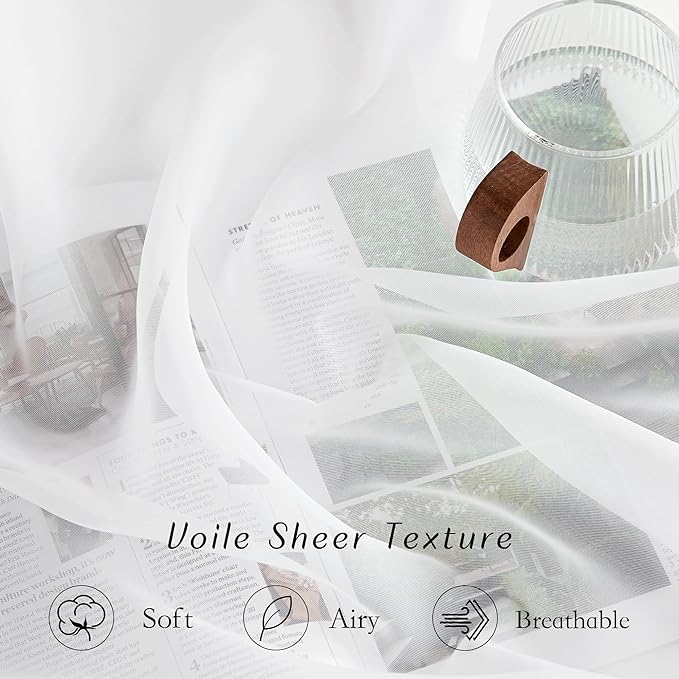 NICETOWN Ivory Sheer 102 inch Curtains - Image 4