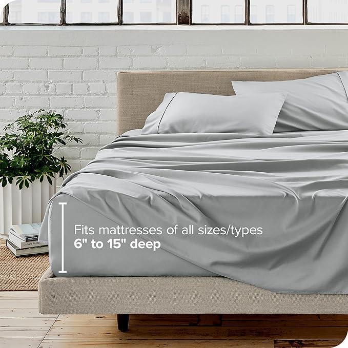 Bare Home Full Sheet Set - 1800 Ultra-Soft Microfiber Full Bed Sheets - Double Brushed - Deep Pockets - Easy Fit - 4 Piece Set - Bed Sheets (Full, French Grey)