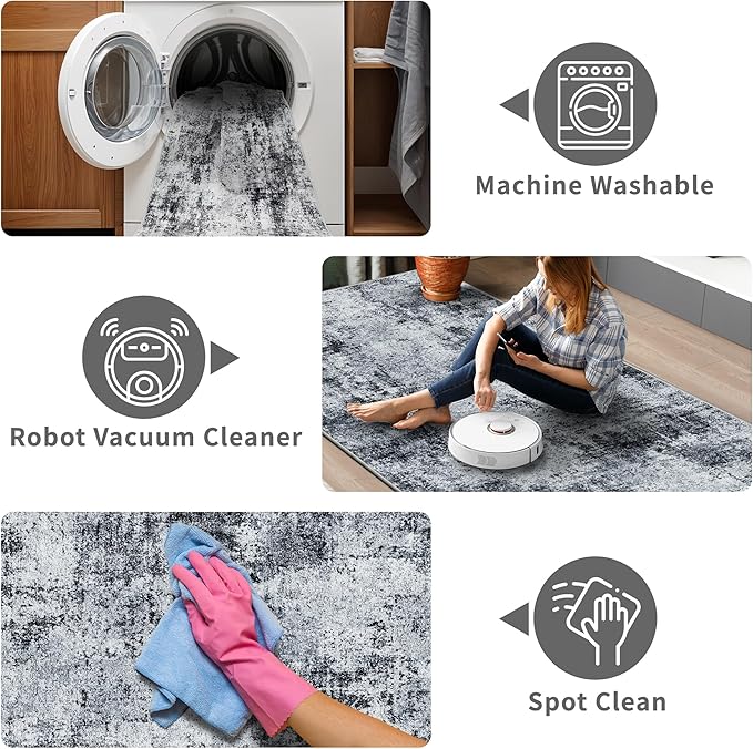 3x6 Washable Entryway Runner Rug: Non Slip Wide Hallway Runners Easy-to-Clean - Image 5