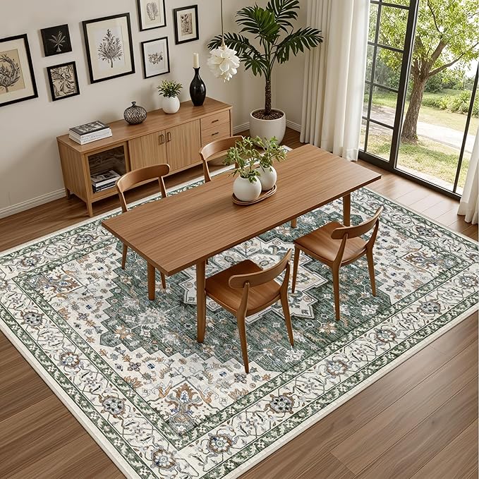 Area Rugs 9x12 Living Room Rug: Washable Rug Soft Vintage Boho Medallion Carpet - Image 5