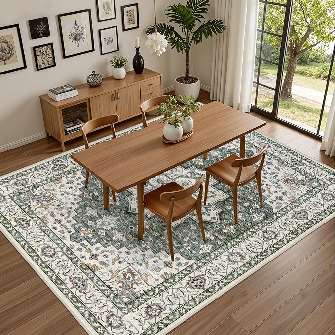 Area Rugs 10x14 Living Room Rug: Washable Rug Soft Vintage Boho Medallion - Image 4