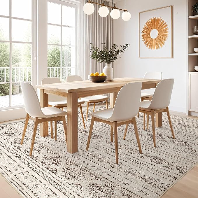 Nakagishi 10x12 Area Rugs Living Room: Washable Boho Large Neutral Soft - Image 6