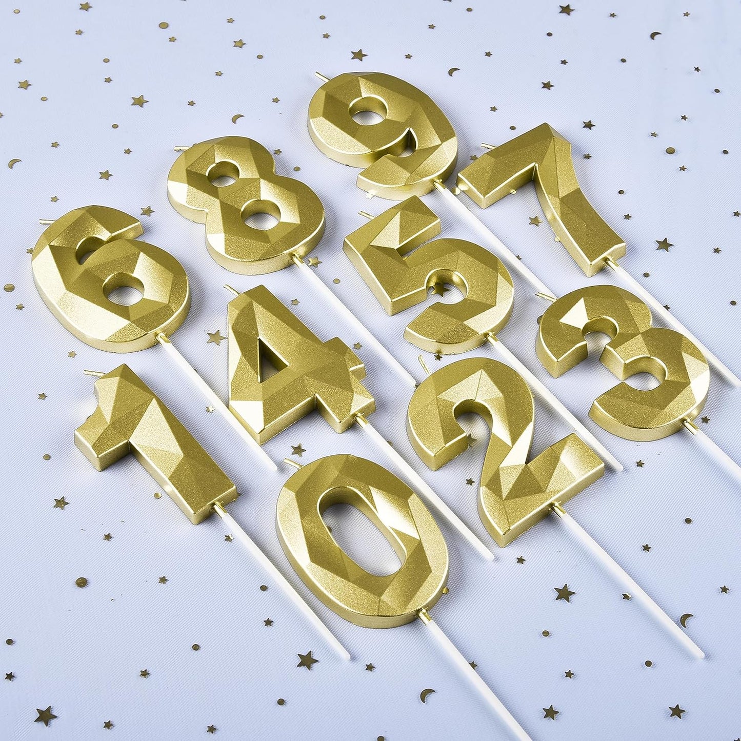 PHD CAKE 2.76 Inch Crystal Gold 8 Number Birthday Candles, Gold Number Candles, Cake Number Candles, Party Celebration