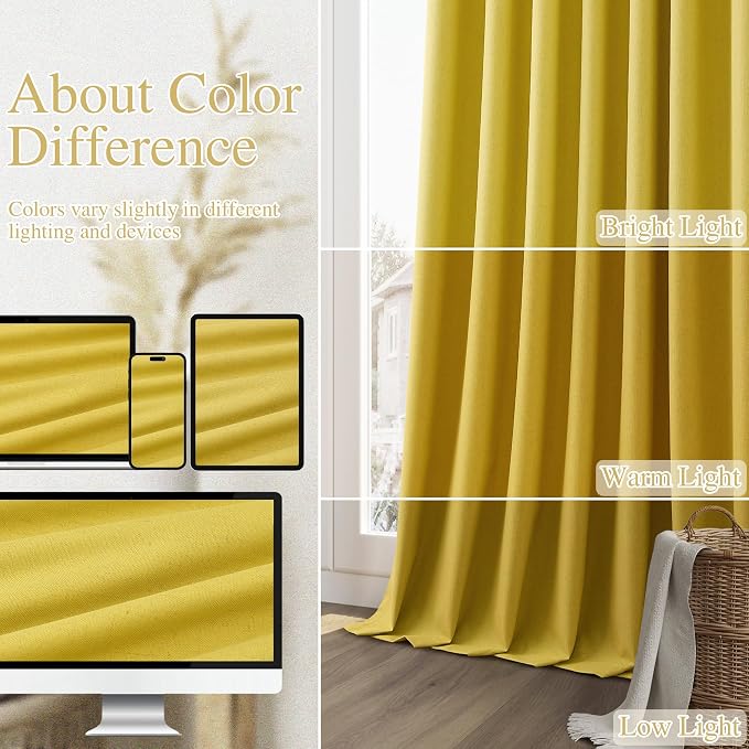 Guken 100% Blackout Curtains 108 Inch Length 2 Panels Set - Image 7